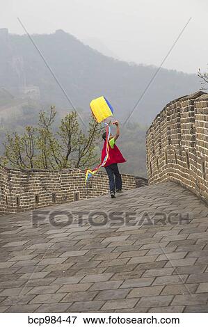 "Boy running with a kite on the Great Wall of China, at Mutianyu, Huairou, China" View Large Photo Image Stock Photo - "Boy running with a kite on the Great Wall of China, at Mutianyu, Huairou, China". Fotosearch