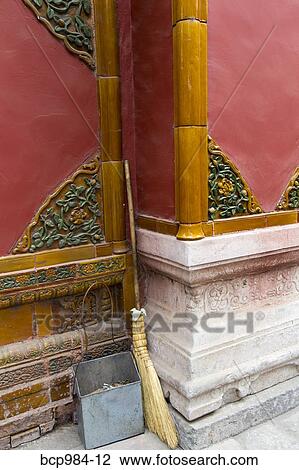 "Broom and dustpan leaning against a wall in the Forbidden City, Beijing, China" View Large Photo Image Stock Image - "Broom and dustpan leaning against a wall in the Forbidden City, Beijing, China". Fotosearch
