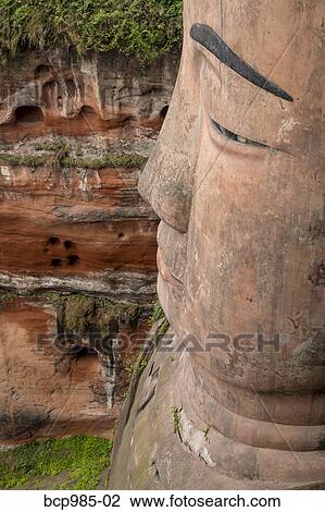 Stock Image - "Close of up the Leshan giant Buddha, Sichuan province, China". Fotosearch