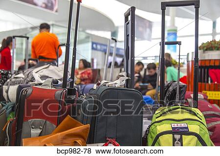 Luggage in the waiting room at Chengdu railway station View Large Photo Image Stock Photo - Luggage in the waiting room at Chengdu railway station. Fotosearch