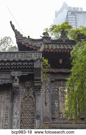 Stock Photo - "Ornate roof of Luohan Si Arhat Temple, Chongqing, China". Fotosearch