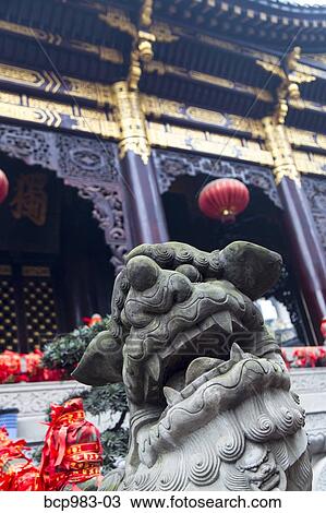 "Statue of a Chinese foo dog at Luohan Si Arhat temple, Chongqing, China" View Large Photo Image Stock Image - "Statue of a Chinese foo dog at Luohan Si Arhat temple, Chongqing, China". Fotosearch