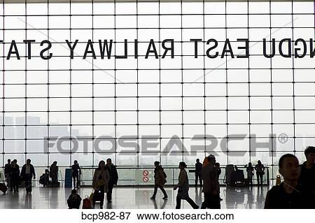 Travelers in the waiting room at Chengdu railway station View Large Photo Image Stock Photo - Travelers in the waiting room at Chengdu railway station. Fotosearch