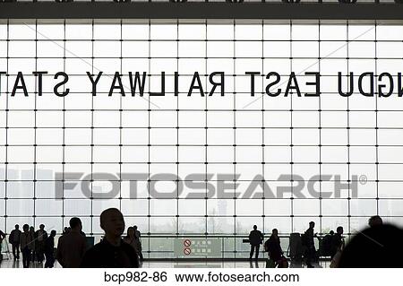 Travelers in the waiting room at Chengdu railway station View Large Photo Image Stock Photograph - Travelers in the waiting room at Chengdu railway station. Fotosearch