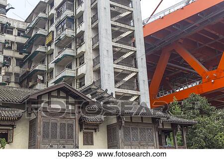 "Twin River Bridge seen from a historic temple, Chongqing, China" View Large Photo Image Stock Photo - "Twin River Bridge seen from a historic temple, Chongqing, China". Fotosearch