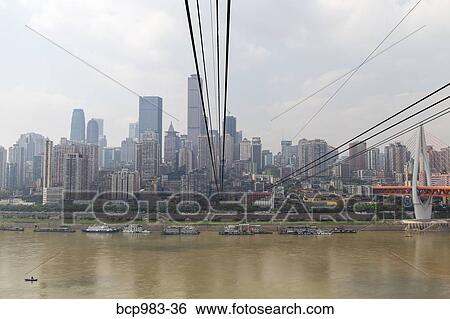 "View of Chongqing from a Yangtze river cable car, China" View Large Photo Image Stock Photograph - "View of Chongqing from a Yangtze river cable car, China". Fotosearch