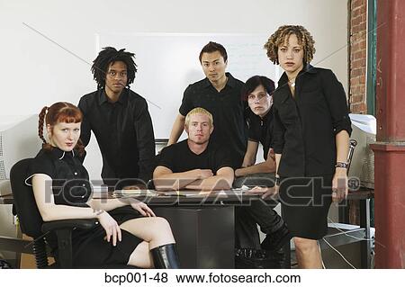 Stock Photo - Office portrait of six business colleagues.. Fotosearch
