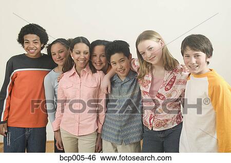 Group portrait of seven teenage friends. View Large Photo Image Stock Photograph - Group portrait of seven teenage friends. . Fotosearch
