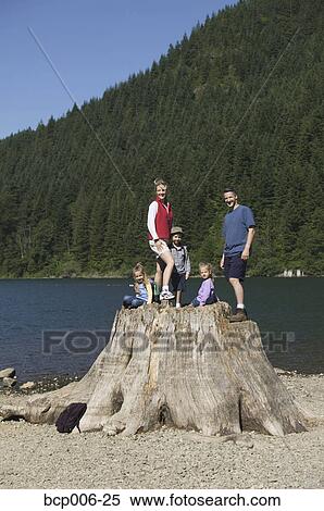 Family posing on a big tree stump. View Large Photo Image Stock Photography - Family posing on a big tree stump.. Fotosearch