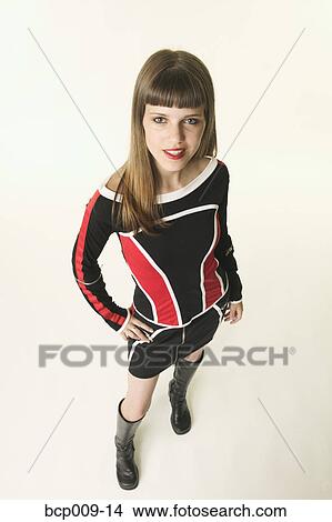 Picture - Studio portrait of a teenage girl.. Fotosearch