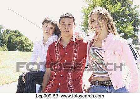 Three teenage friends. View Large Photo Image Stock Image - Three teenage friends.. Fotosearch