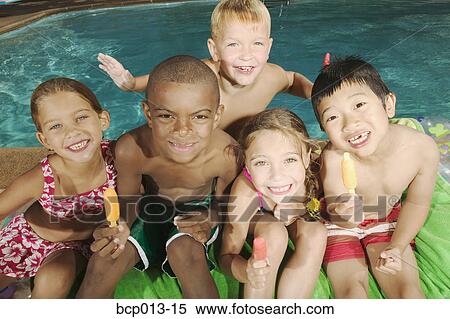 Five kids at a swimming pool. View Large Photo Image Stock Photography - Five kids at a swimming pool.. Fotosearch