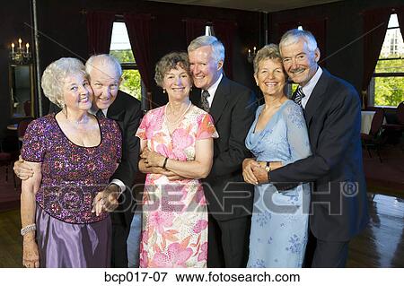 Stock Photo - Three senior couples at a dance hall.. Fotosearch