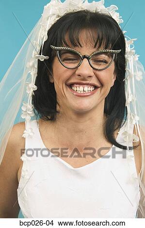 Portrait of bride wearing funny glasses View Large Photo Image Picture - Portrait of bride wearing funny glasses. Fotosearch