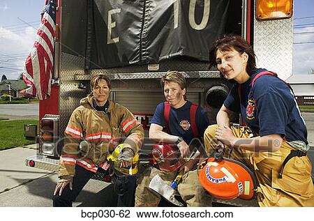 Closeup of three female firefighters View Large Photo Image Stock Image - Closeup of three female firefighters. Fotosearch