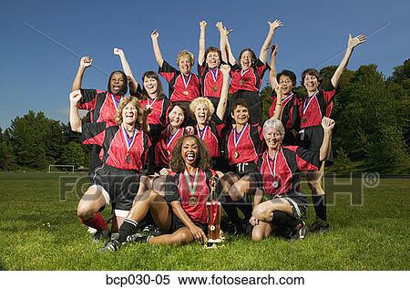 Female soccer team celebrating View Large Photo Image Stock Photography - Female soccer team celebrating. Fotosearch