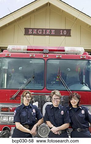 Portrait of three firefighters View Large Photo Image Stock Photo - Portrait of three firefighters. Fotosearch