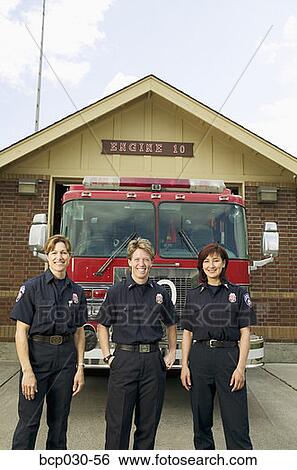 Portrait of three firefighters View Large Photo Image Stock Photograph - Portrait of three firefighters. Fotosearch