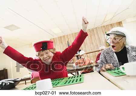Stock Image - A female bingo winner. Fotosearch