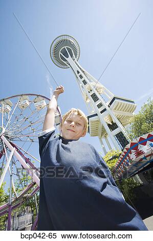 Boy at Space Needle Seattle WA View Large Photo Image Stock Photography - Boy at Space Needle Seattle WA. Fotosearch