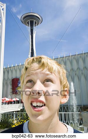 Boy in front of Space Needle Seattle WA View Large Photo Image Stock Image - Boy in front of Space Needle Seattle WA. Fotosearch