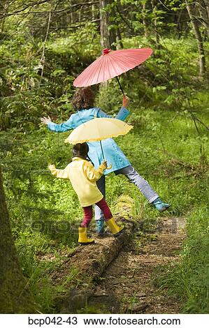 Mom and daughter balancing on log View Large Photo Image Stock Image - Mom and daughter balancing on log. Fotosearch
