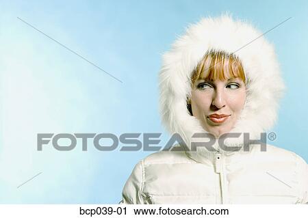 Woman dressed in winter jacket View Large Photo Image Stock Image - Woman dressed in winter jacket. Fotosearch