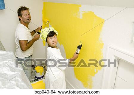 Man and child painting wall View Large Photo Image Picture - Man and child painting wall. Fotosearch