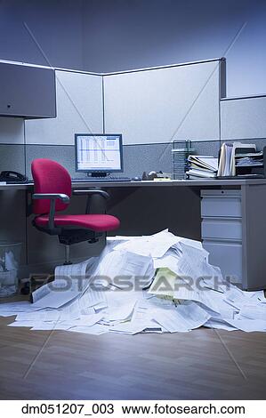 Stock Image - Mountain of paper in office space. Fotosearch