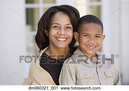 African American mother and son smiling View Large Photo Image Stock Image - African American mother and son smiling. Fotosearch