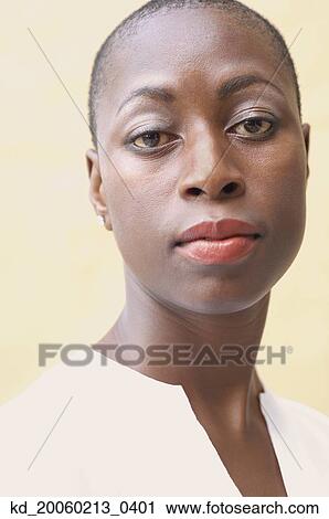 Stock Image - Close up of African American woman. Fotosearch
