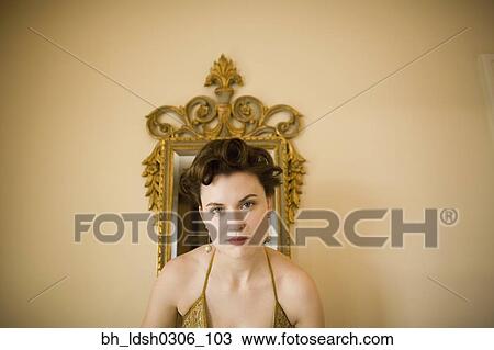 Close up of woman in front of mirror View Large Photo Image Stock Image - Close up of woman in front of mirror. Fotosearch