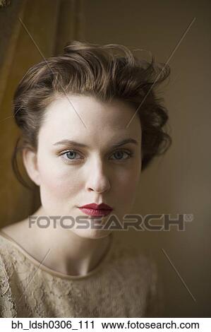 Close up of woman with hair up View Large Photo Image Stock Image - Close up of woman with hair up. Fotosearch