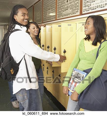 Group of African students next to school lockers View Large Photo Image Picture - Group of African students next to school lockers. Fotosearch
