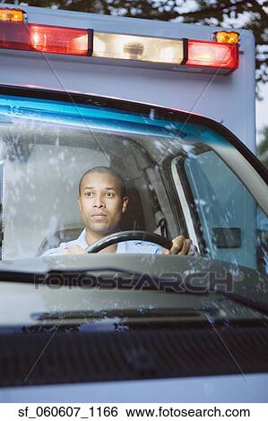 African male paramedic driving ambulance View Large Photo Image Stock Photograph - African male paramedic driving ambulance . Fotosearch