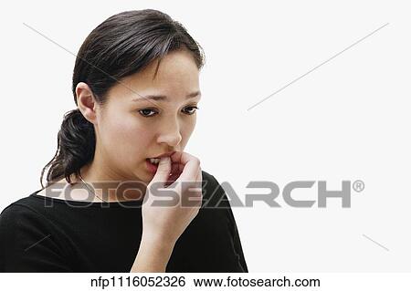 Portrait of Native American woman biting fingers View Large Photo Image Stock Photograph - Portrait of Native American woman biting fingers. Fotosearch