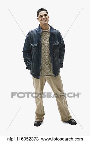 Portrait of young man wearing denim jacket View Large Photo Image Stock Image - Portrait of young man wearing denim jacket. Fotosearch