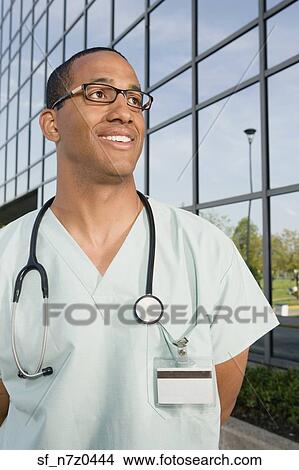 African male nurse with stethoscope View Large Photo Image Picture - African male nurse with stethoscope. Fotosearch
