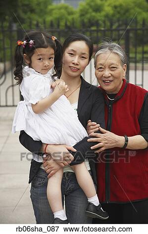 Portrait of Asian grandmother, mother and daughter View Large Photo Image Stock Photo - Portrait of Asian grandmother, mother and daughter. Fotosearch