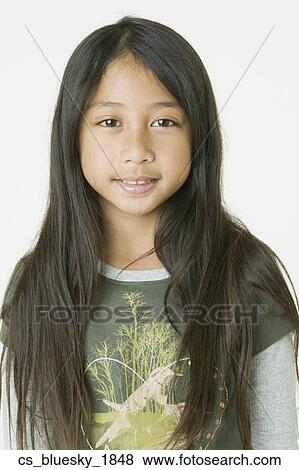 Stock Photo - Asian girl with long hair. Fotosearch