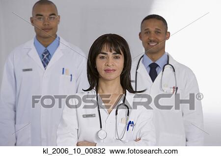 Stock Image - Portrait of multi-ethnic doctors. Fotosearch