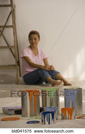 Asian woman with painting supplies View Large Photo Image Stock Photography - Asian woman with painting supplies. Fotosearch
