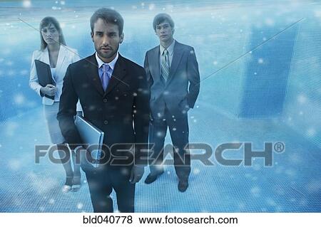 Stock Photo - South American businesspeople in swimming pool. Fotosearch