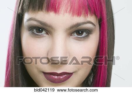 Hispanic woman with dyed hair View Large Photo Image Stock Photo - Hispanic woman with dyed hair. Fotosearch
