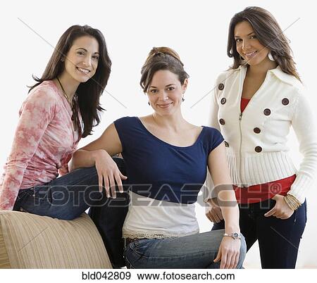 Portrait of three young women View Large Photo Image Stock Photo - Portrait of three young women. Fotosearch