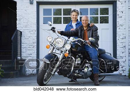 Senior African American couple on motorcycle View Large Photo Image Stock Photo - Senior African American couple on motorcycle. Fotosearch