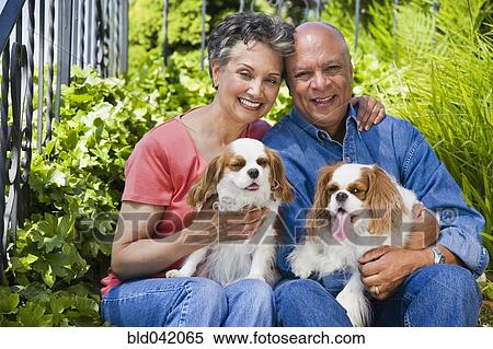 Senior African American couple with dogs View Large Photo Image Stock Photography - Senior African American couple with dogs. Fotosearch