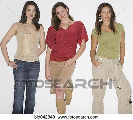 Stock Photo - Studio shot of three young women. Fotosearch