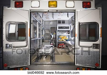 Ambulance with rear doors open View Large Photo Image Stock Image - Ambulance with rear doors open. Fotosearch
