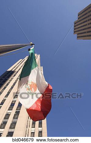 Low angle view of Mexican flag View Large Photo Image Stock Photo - Low angle view of Mexican flag. Fotosearch